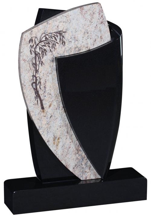 Geteilter Grabstein mit Weidenmotiv